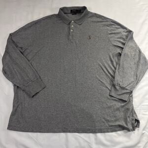 Polo Ralph Lauren Shirt Men Size XXL Gray Long Sleeve Soft Knit Classic Fit Pony